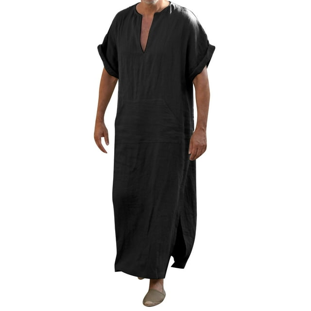 Veste Peignoir Décontractée pour Homme en Coton, Col en V, Manches Courtes - Couleur Unie pour Usage Quotidien