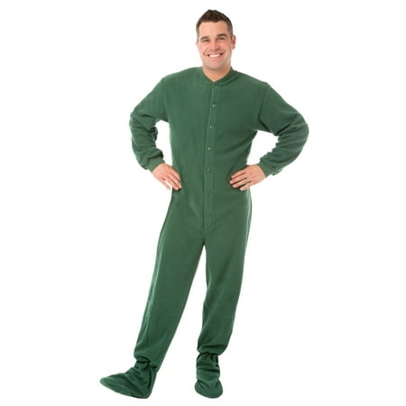 Big Feet PJs Green Micro-polar Fleece Adult Footed Pajamas NO Drop Seat Sleeper