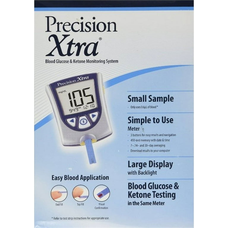 DSS Precision Xtra Blood Glucose Meter Kit, Results in 5 seconds, Strips  Not Included (1 Kit)