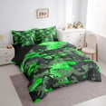 thumbnail image 3 of Manfei Fashion Splash Graffiti Twin Bedding Sets 7-Piece for Kids, Green Camouflage Bedding Comforter Set, Chic Abstract Ombre Reversible Sheet Sets, Breathable Home Decor, 3 of 7
