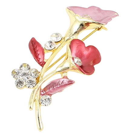 - Unique Bargains Lady Glittery Faux Rhinestone Decor Flower Design Pin Brooch Purple Red