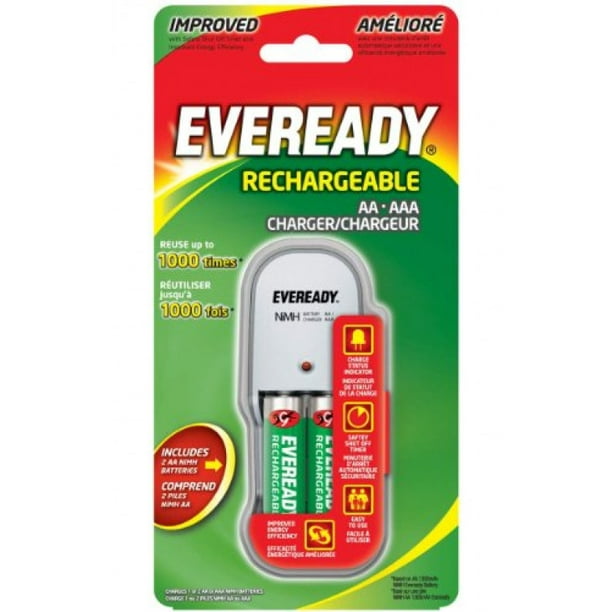 Eveready EV2PCWB2 Charger with 2 AA NiMH 2000 mAh Rechargeable