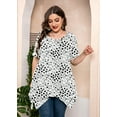 thumbnail image 2 of SHOWMALL Women's Plus Size Shirts Summer Floral Short Sleeve White Lovely Hearts 1X Blouse Swing Tee Crewneck Clothing Flowy Tops for Leggings, 2 of 7