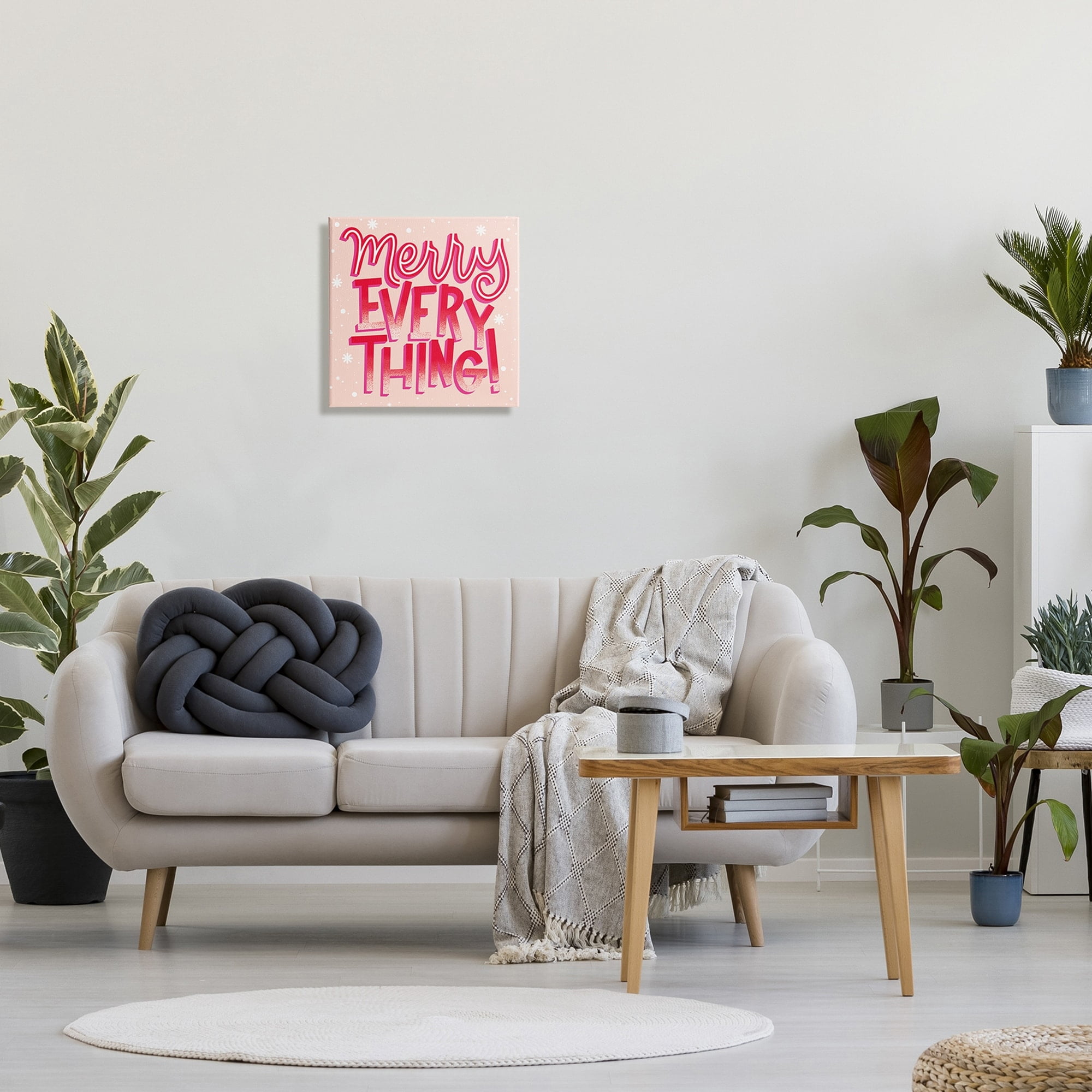 Merry Everything Festive Winter Holiday Patterned Typography Inspirational Graphic Art Gallery-Wrapped Canvas Print Wall Art