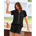 thumbnail image 4 of Ekouaer Womens Pajama Sets Button Down Lounge Set 2 Piece Loungewear Soft Sleepwear Short Sleeve Pjs with Pockets, 4 of 6