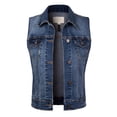 thumbnail image 3 of Made by Olivia Women's Junior Fit Sleeveless Button up Jean Denim Jacket Vest, 3 of 7