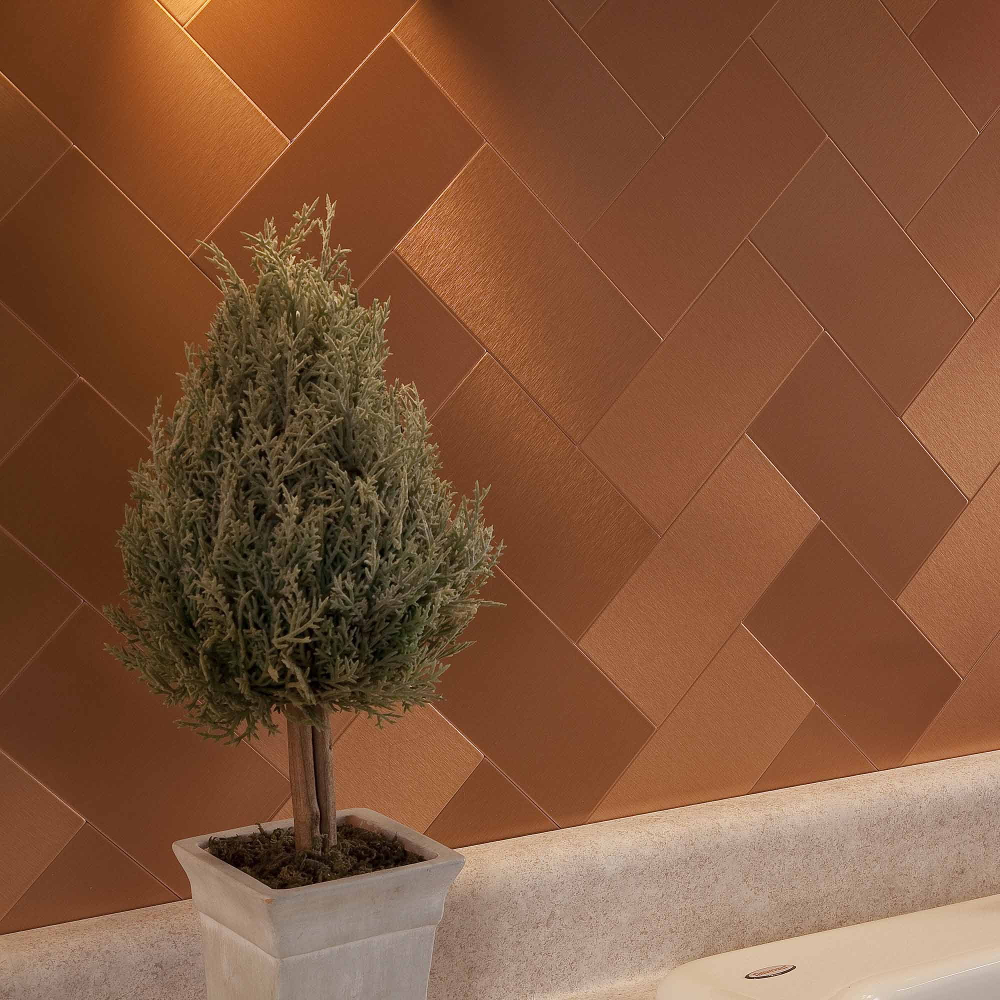 Aspect Peel and Stick Backsplash 3in x 6in Brushed Stainless Short Grain Metal Tile 15 Sq Ft Kit for Kitchen and Bathrooms