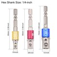 thumbnail image 2 of Juego de adaptadores de enchufe de extensión de impacto de 6 piezas de 1/4", 3/8", 1/2", punta hexagonal de 1/4" para taladros eléctricos (plata), 2 of 4