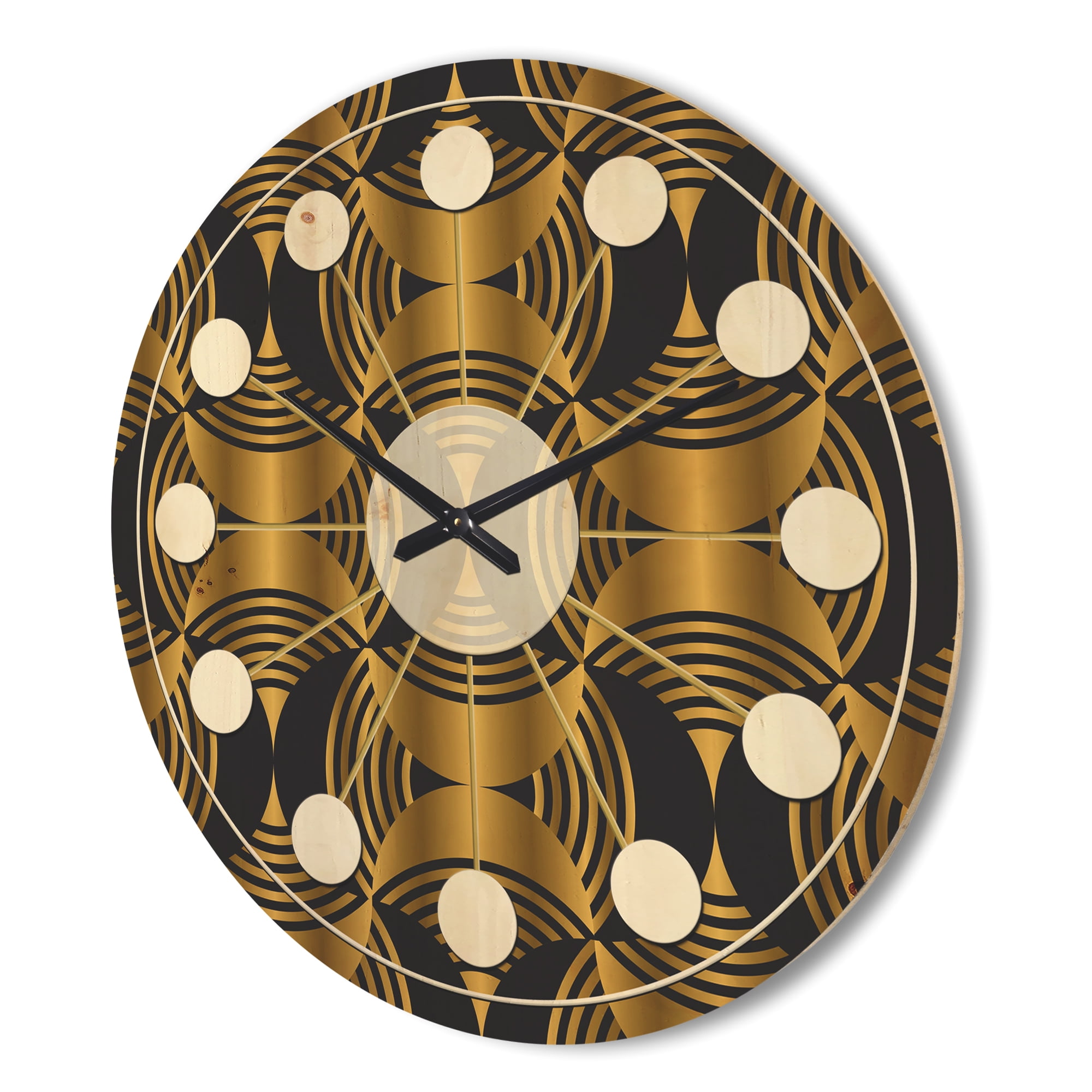 Designart 'Art Deco Style Retro Pattern' Mid-Century Modern Wood Wall Clock