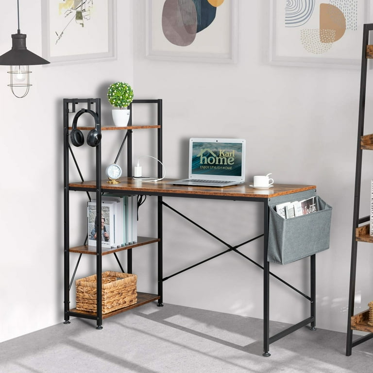 Mainstays Side Storage Desk White Desks For Small Spaces, , 53 OFF