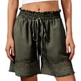 thumbnail image 6 of SBYOJLPB Shorts Pants Women's Stretch High Waisted Shorts with Drawstring Lace Bohemian Wide Leg Casual Shorts, 6 of 8