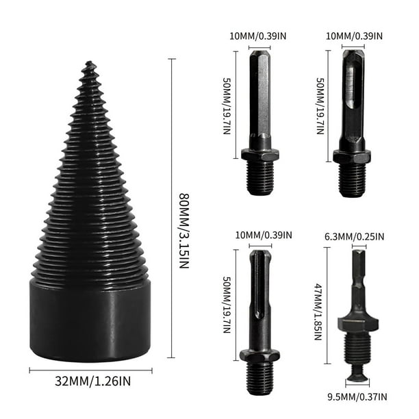 Conjunto de Tornillos de Alta Velocidad Del Divisor de Madera Del Taladro de Leña de Fuego de 5Pcs, Acero Al Carbono Alto para Troncos Hickory Noce Y Platanus Log Splitter Drill Bit