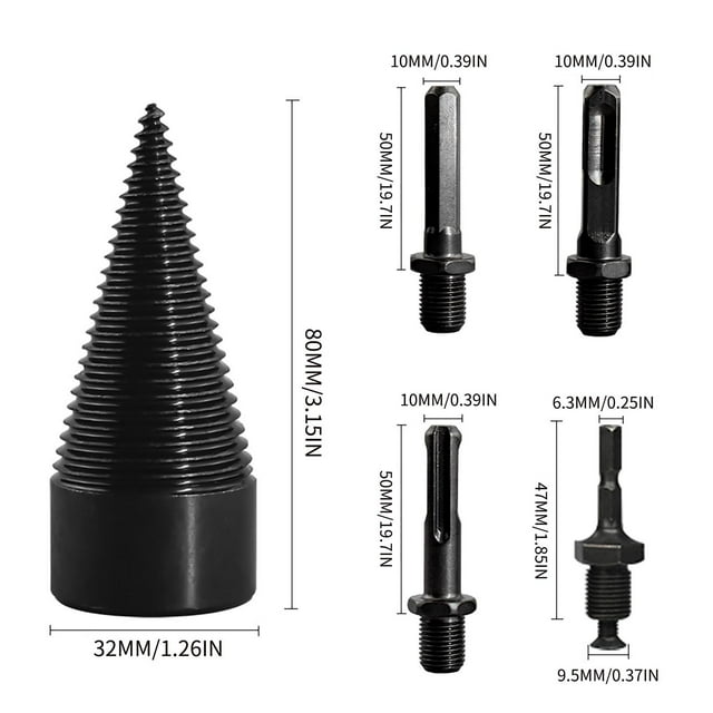 Firewood Drill Bit,Wood Splitter Drill Bit 5Pcs Removable Firewood Log Splitter Drill Bit Wood Screw High Speed Screw Firewood Drill Bit Wood Splitter,Log Splitter Drill Bit