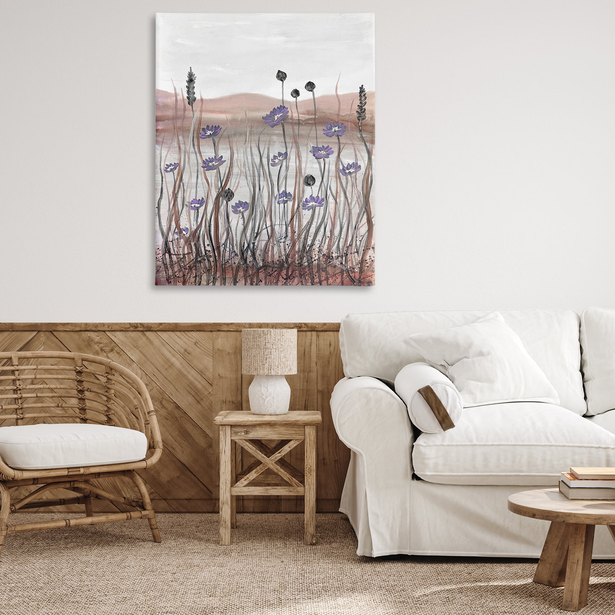 Stupell Industries Soft Lakeside Blooms Landscape Painting Gallery Wrapped Canvas Art Print Wall Art, 36 x 48