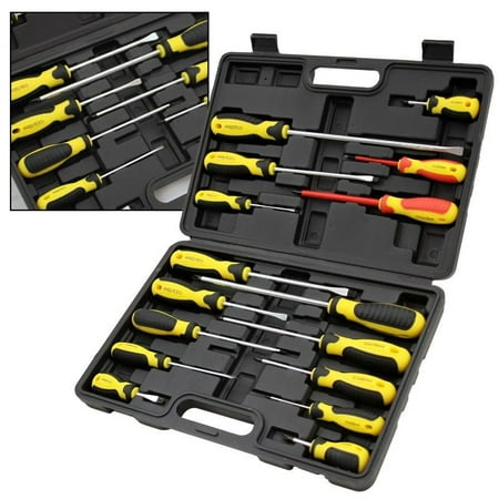 XtremepowerUS Mechanics Cr-V Portable Handy Screwdrivers Kit Screw Drivers Set Hand Tool with Carrying Case, (Best Tool Set For Auto Mechanic)