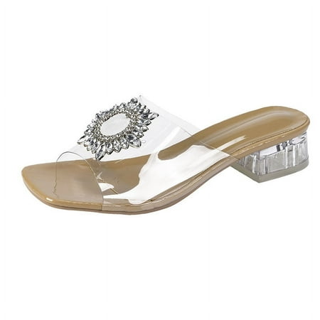 

HOLXI 2024 Womens Summer Ankle Strap Sandals Rhinestones Flowers Pointed Closed Toe Bohemia Stylish Comfy Summer Casual Sandal