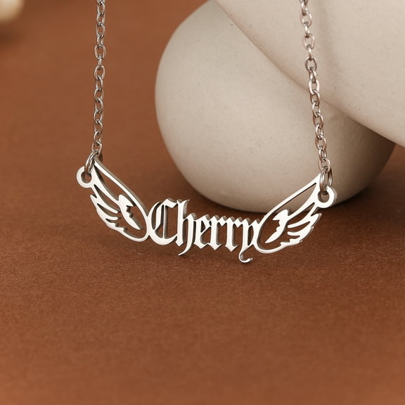 Personalized Custom Name Wings Necklaces Stainless Steel Letters Pendant Chain Choker for Women Christmas Jewelry Gift