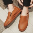 thumbnail image 6 of Men's Casual Leather Loafer Shoes Slip On Soft Breathable Handmade Stitching Fashion Shoes Lightweight Driving Dress Shoe Brown 9 US, 6 of 7