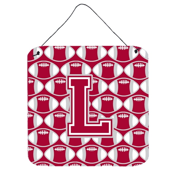 Letter L Football Crimson grey and white Wall or Door Hanging Prints