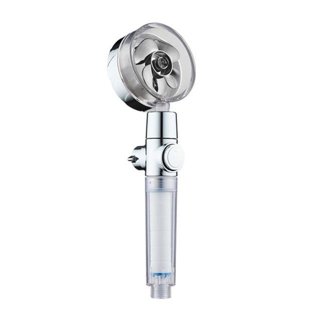 Handheld Shower Head with Turbo Fan ON/Off Pause Switch Cotton Filter High Pressure Showerhead G1/2