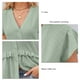 thumbnail image 5 of Blusa con cuello en V, volante y cierre de botones con estampado de lunares verdes - Camisa informal de verano para mujer, talla M, 5 of 6