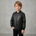 thumbnail image 5 of Liyamei Boys Leather Jacket with Stand Collar for Fall Casual Fashion Wear Size 3-4 Years, 5 of 6