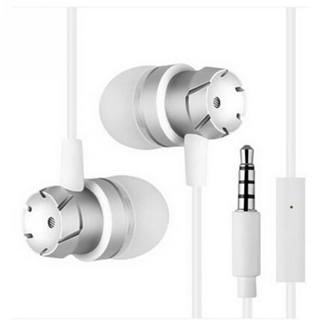 White High Quality Metal Earbuds Headset In-Ear Noise Isolation Mic + High