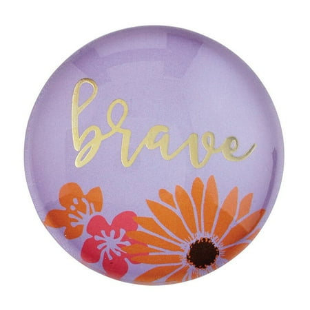 

Brave Round Glass Magnet | Metallic Gold Text
