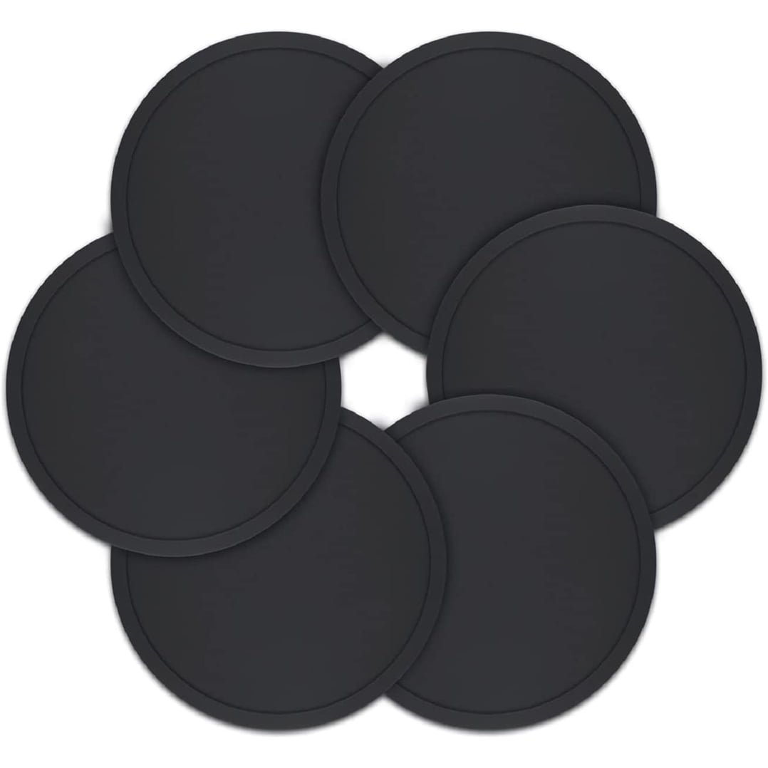 5 pcs BLK WTE Round Silicone Coasters Non-slip Cup Mats Pad Drinks Table Glasses 