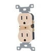 GE Receptacle with Safety Shutters, Ivory