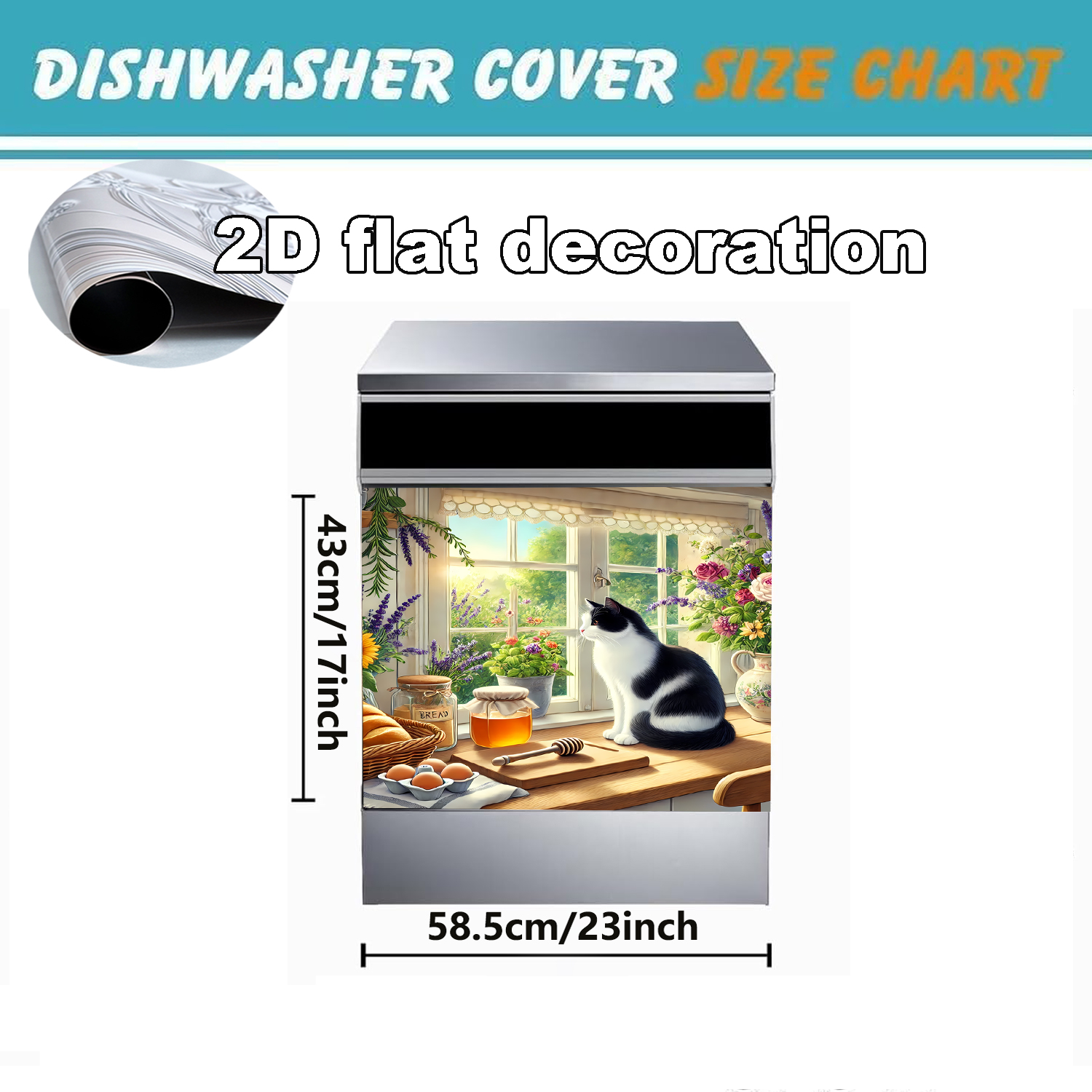 Cat Dishwasher Cover Decorative Magnet Dishwasher Covers for The Front Dishwasher Door Magnet Cover Sticker for Dishwasher Magnetic Dishwasher Cover Panel Decals Kitchen 1pc