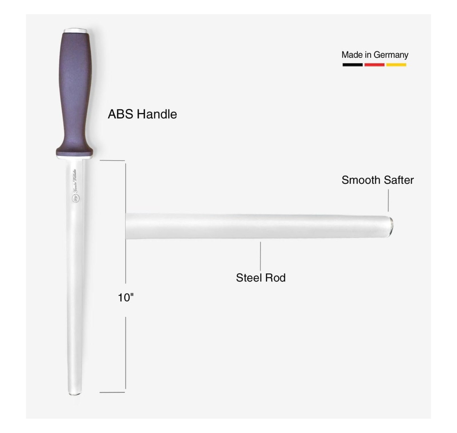 10" Sharpening Steel – Premium German Made Knife Sharpener – Ergonomic Handle – PREMIER ProCut Series