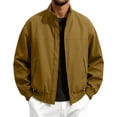 thumbnail image 2 of Zynoxe Plus Size Windbreaker Jackets for Men with Pockets & Elastic Cuffs Hem Classic Stand Collar Zip Up Jackets Loose Long Sleeve Bomber Jacket Fashiona Solid Color Motorcycle Trench Coat, 2 of 9