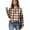 Camel, variant on Women's Casual Shirts Long Sleeve Tops Button Up V Neck Loose Knit Fall Favorites For Women with Retro Plaid Print Waffle Henley Shirt, Classic Autumn Wear,Camel,L