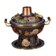 thumbnail image 3 of Shabu Shabu Hotpot Copper Hot Pot, resistente, utensilios de cocina, olla de beijing, olla caliente cloisonne para reunir restaurante hotel Azul, 3 of 9