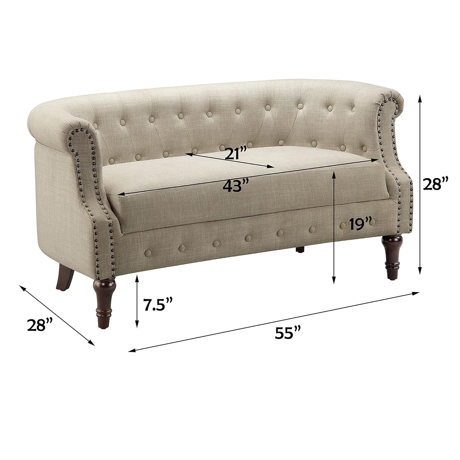 Loveseat Sofa for Living Room - Long Couch in a Box, Love Seat for Small Area, Couches for Living Room