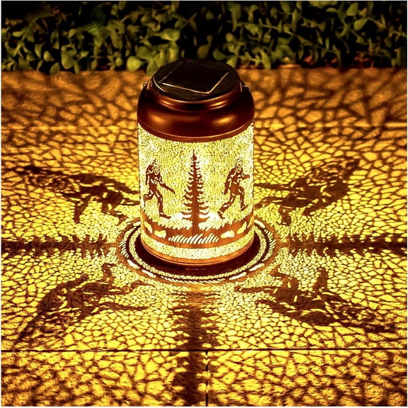 Bigfoot Solar Lanterns Outdoor Waterproof Hanging Solar Lights Big Foot Sasquatch Gifts for Men Women Metal Decorative LED Lanterns for Yard, Patio, Lawn, Pathway, Landscape, Garden Decor