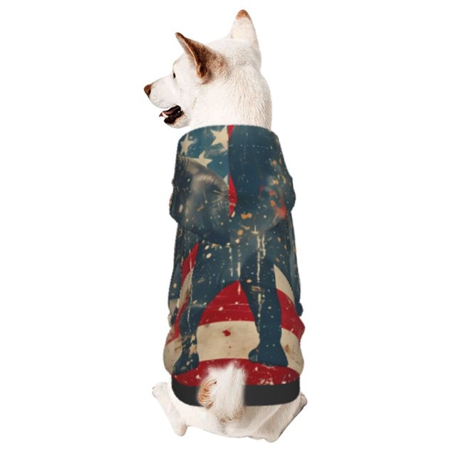Balery Vintage American Flag Elephant Sudadera con Capucha para Perros Pequeños – Ropa para Mascotas, Disfraz para Perros y Gatos, Ideal para Fiestas y Cosplay-Large