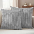 thumbnail image 3 of 2 Pack Outdoor Waterproof Throw Pillows, Abstract Gray White Herringbone Texture Decorative Square Pillow Case Patio Pillows for Chair Couch Sofa 18x18in, 3 of 9