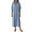 03# Light Blue, variant on Women's Lapel Short Sleeve Snap Button Striped Hemp Sundress with Pockets Stretchable Loose Fit Casual S-3XL