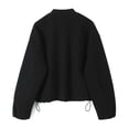 thumbnail image 3 of ZQUUVOU Women's Zip Up Jacket Fall Fashion Solid Color Windbreaker Loose Long Sleeve Casual Street Outerwear Tops Black, 3 of 4