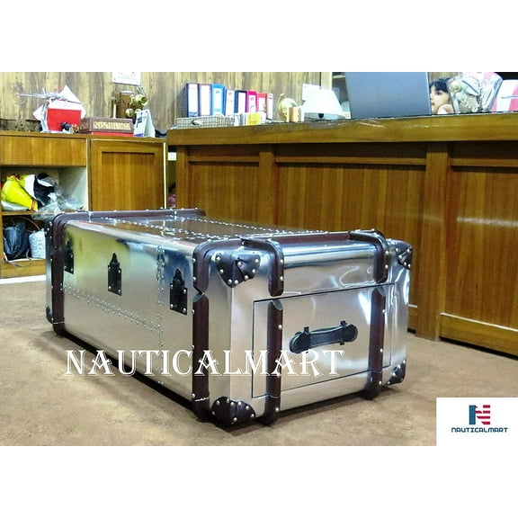 Aviator Commander Aluminum Storage Trunk Coffee Table