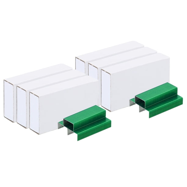 Uxcell Grapas para Engrapadora, Paquete de 6 (1000 Grapas por Paquete) #10 Mini Grapas de 3/16 Pulgadas de Largo Sin Atascos Verde