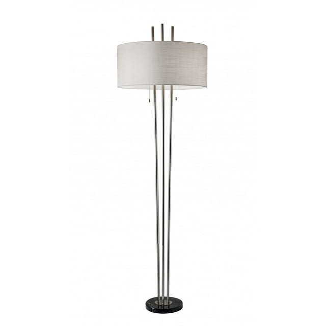 22" X 22" X 71" Brushed Steel Metal Floor Lamp
