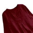 thumbnail image 4 of LEKWK Linen Tunic Tops for Women Pleated Front Split V Neck Tunic Tops 3/4 Sleeve Tops Solid Loose Fit Soft Summer Beach Wear, 4 of 5