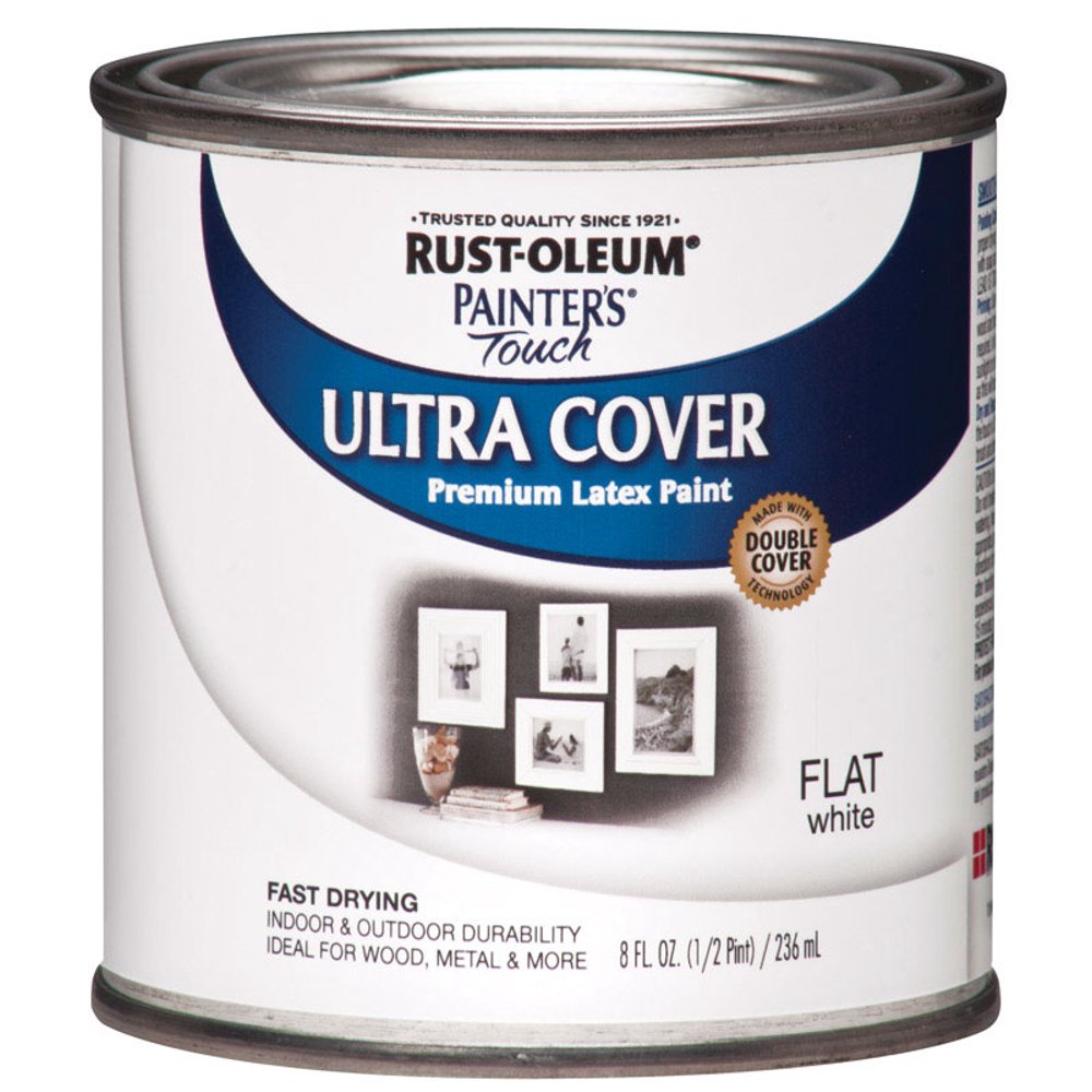 Rust-Oleum Latex Paint Indoor / Outdoor Flat White 8 Oz Pack of 6