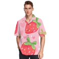 thumbnail image 6 of Ckdifva Cute Strawberry Mens Button Down Short Sleeve Shirt Casual Shirts Beach Hawaiian Shirts, 6 of 8