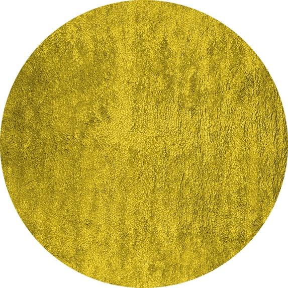 Ahgly Company Indoor Round Abstract Yellow Contemporary Area Rugs, 7' Round
