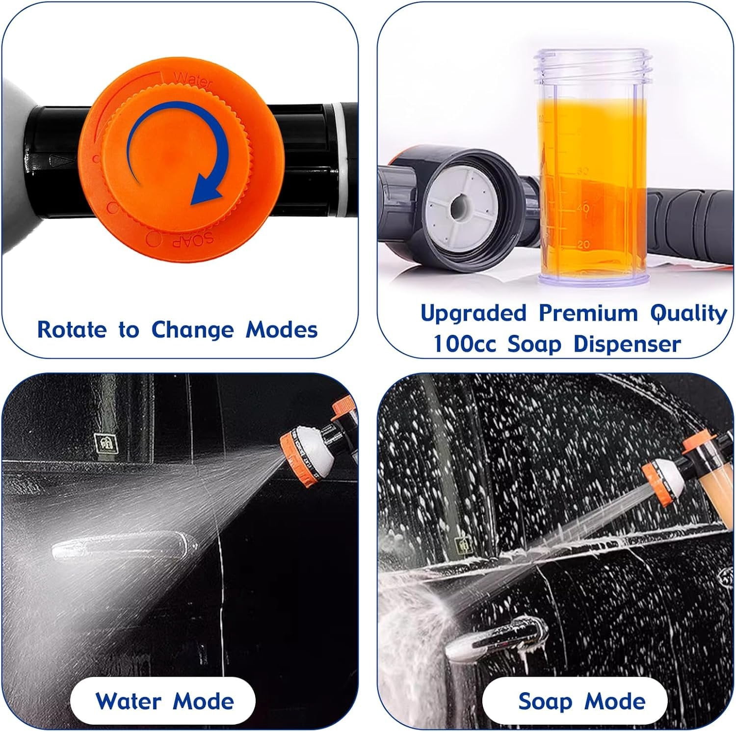 Pet  Wash Sprayer Shampoo & Soap Dispenser, Hose Nozzle for Indoor/Outdoor Use with 3/4' GHT Male x 1/2' NPT Male Connector,  Wash Hose Attachment for Pet Bathing, Watering,  Washing