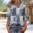 thumbnail image 4 of Jsaierl 3/4 Sleeve Womens Tops Casual Round Neck Shirts Retro Graphic Ladies Blouses Going Out Vacation Tunic Top S-5XL, 4 of 7